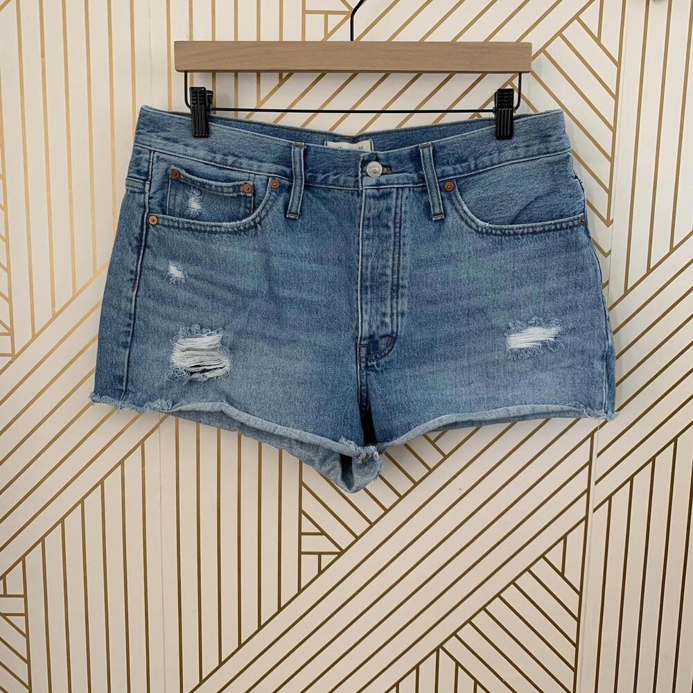 Madewell Distressed Light Blue Denim Shorts